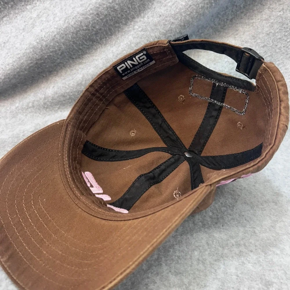 PING G5 Logo Women Brown PING Golf Hat Adjustable Strapback OSFM